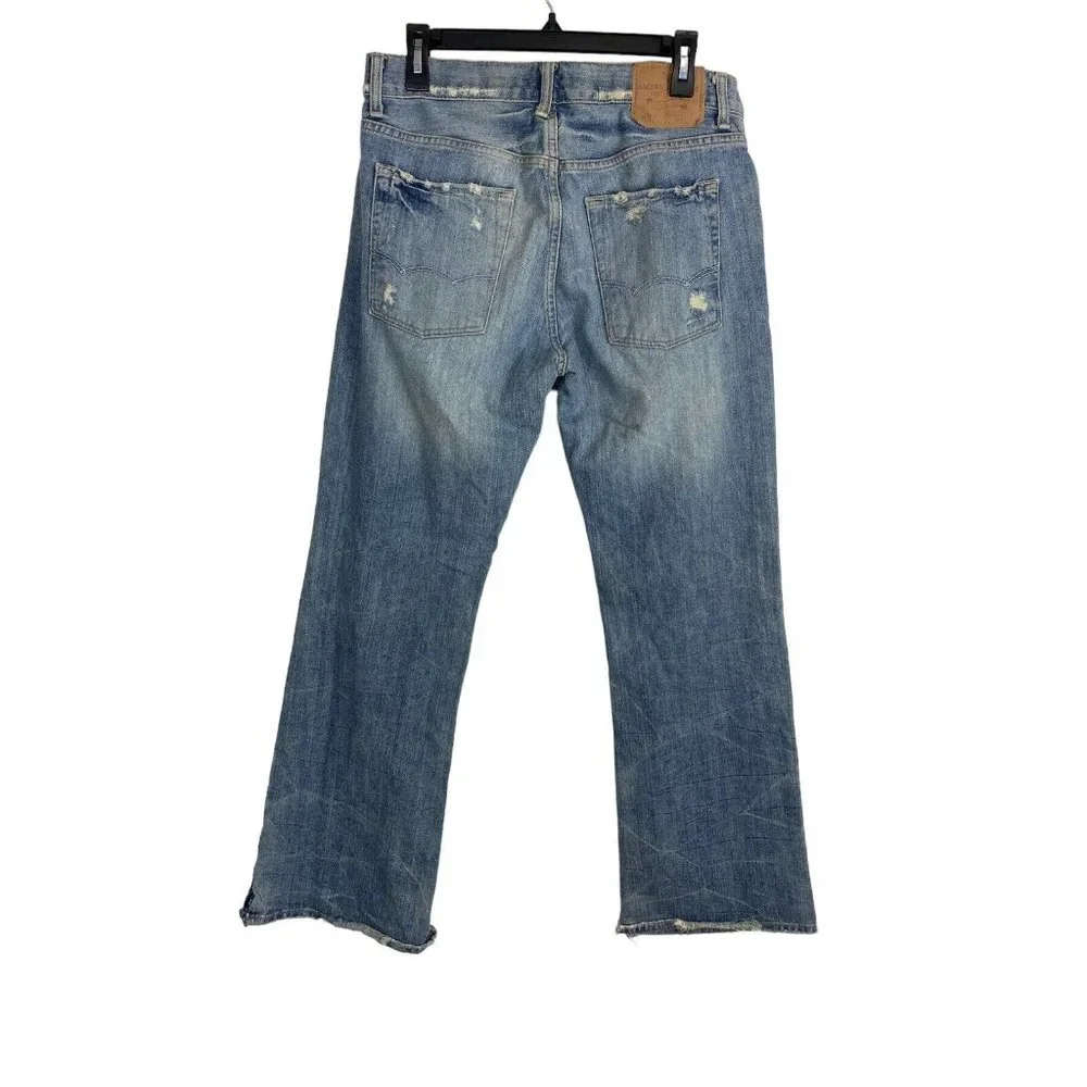 American Eagle Mens Jeans Size 31x30 Button Fly Destressed Holes Cut Hem - Picture 4 of 11